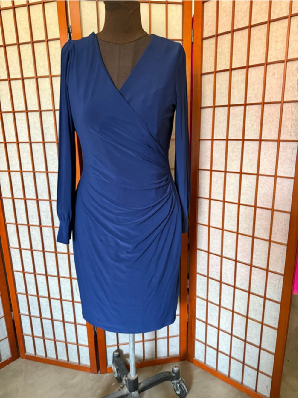 Women's LAUREN Ralph Lauren Royal Blue Long Sleeve Dress Size 14